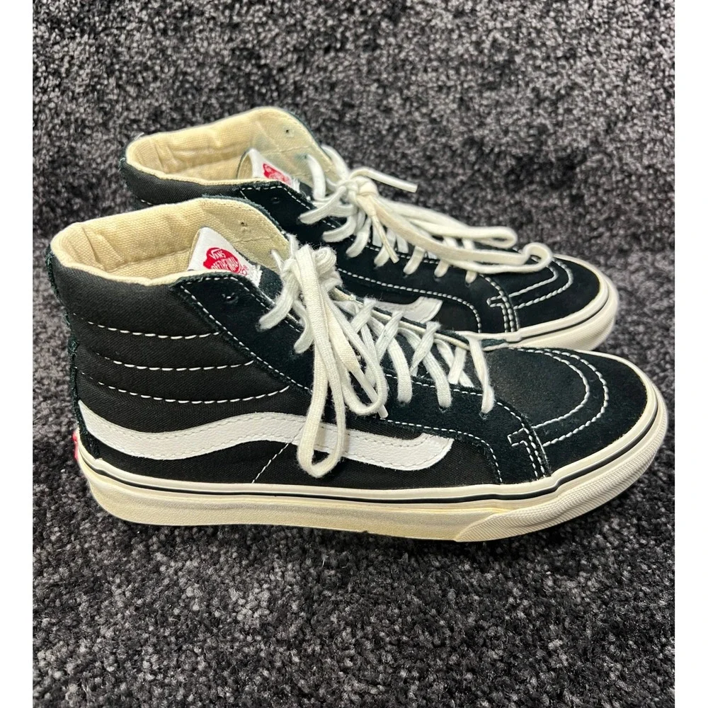 Vans Sk8-Hi‎ High Top Skate Shoes Black White Canvas Suede Classic 5 Men 6.5 W